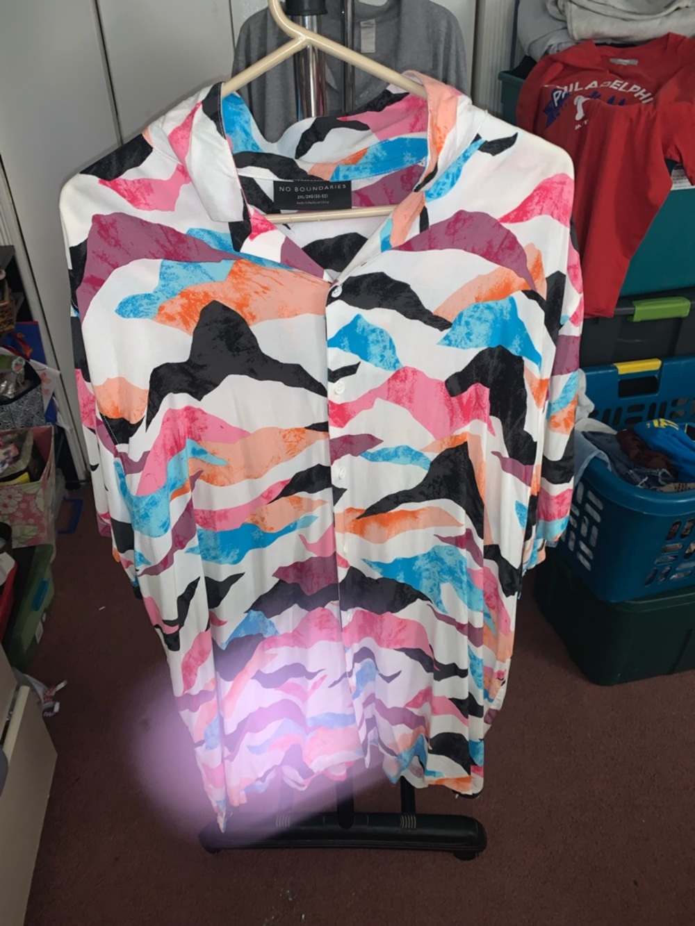 No Boundaries Multicolor Wave Print Button-Down Shirt